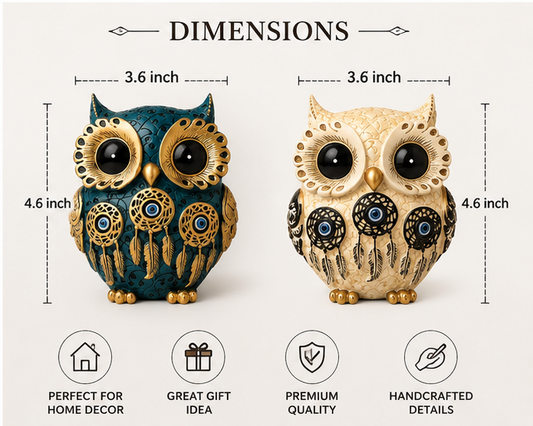 Owl Showpiece Set of 2 with Evil Eye